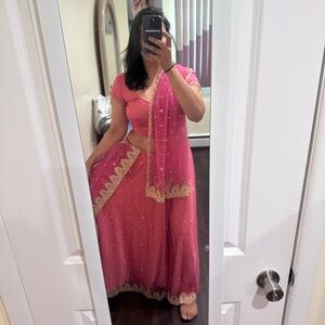Pink wedding guest Lehenga